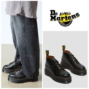 NIB Dr. Martens Church Platform Monkey Boots in Black Vintage Smooth